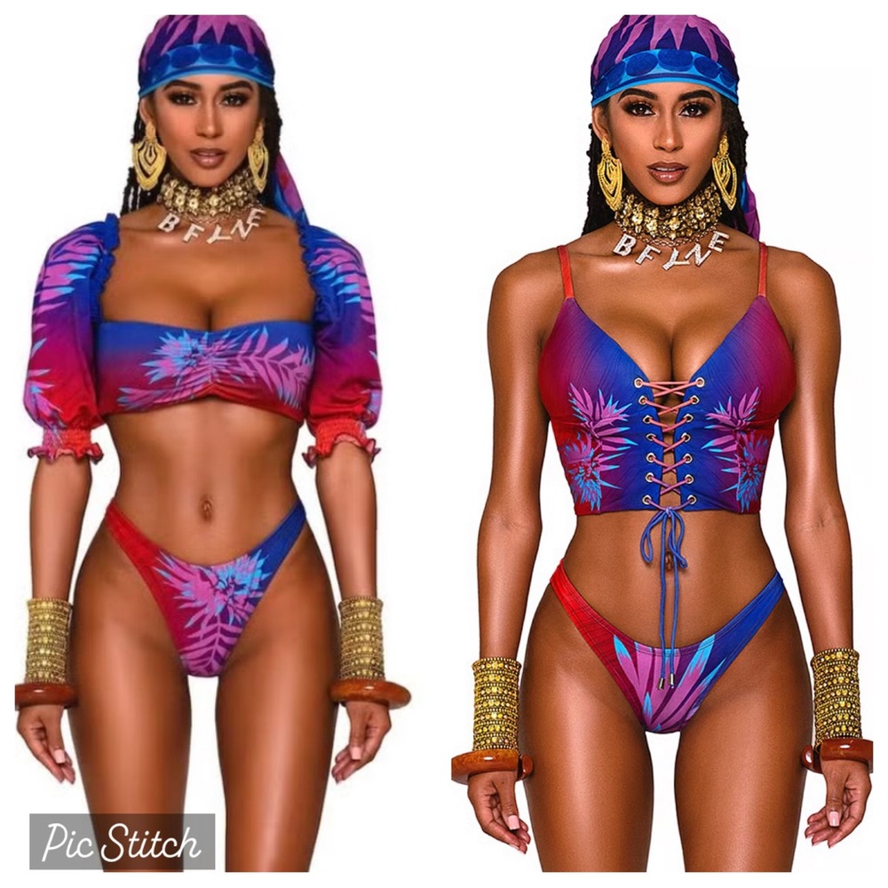 NEW! 2 Tops Set! BFyne 2 tops/one thong bottom bikini set